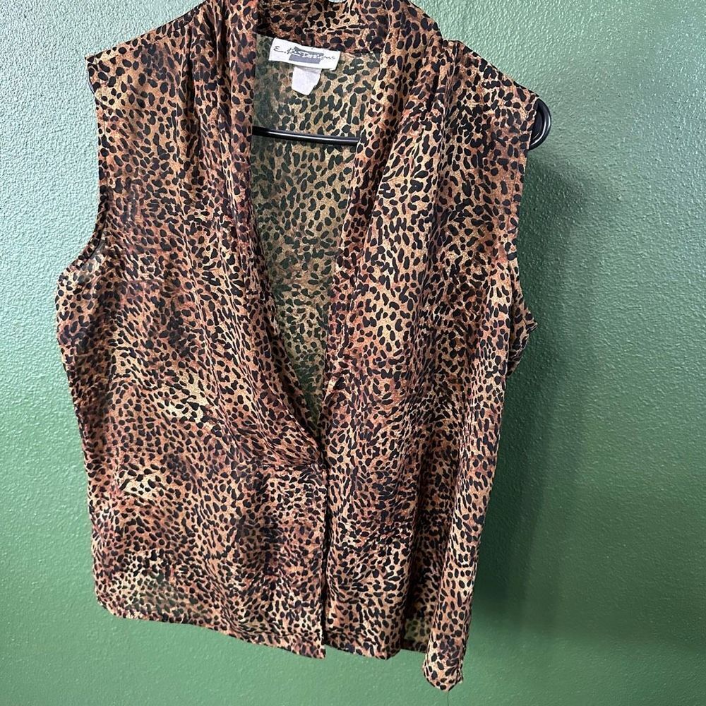 E.K designs medium leopard vintage sheer blouse